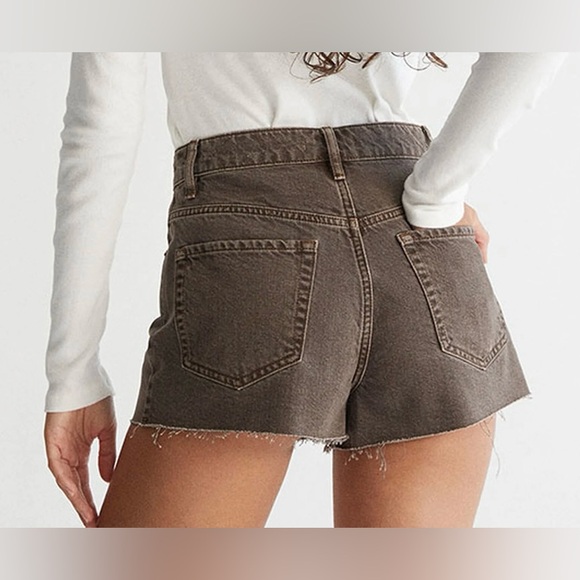 PacSun High Waisted Frayed Hem Brown Denim Shorts Women’s Size 23 - Picture 5 of 7